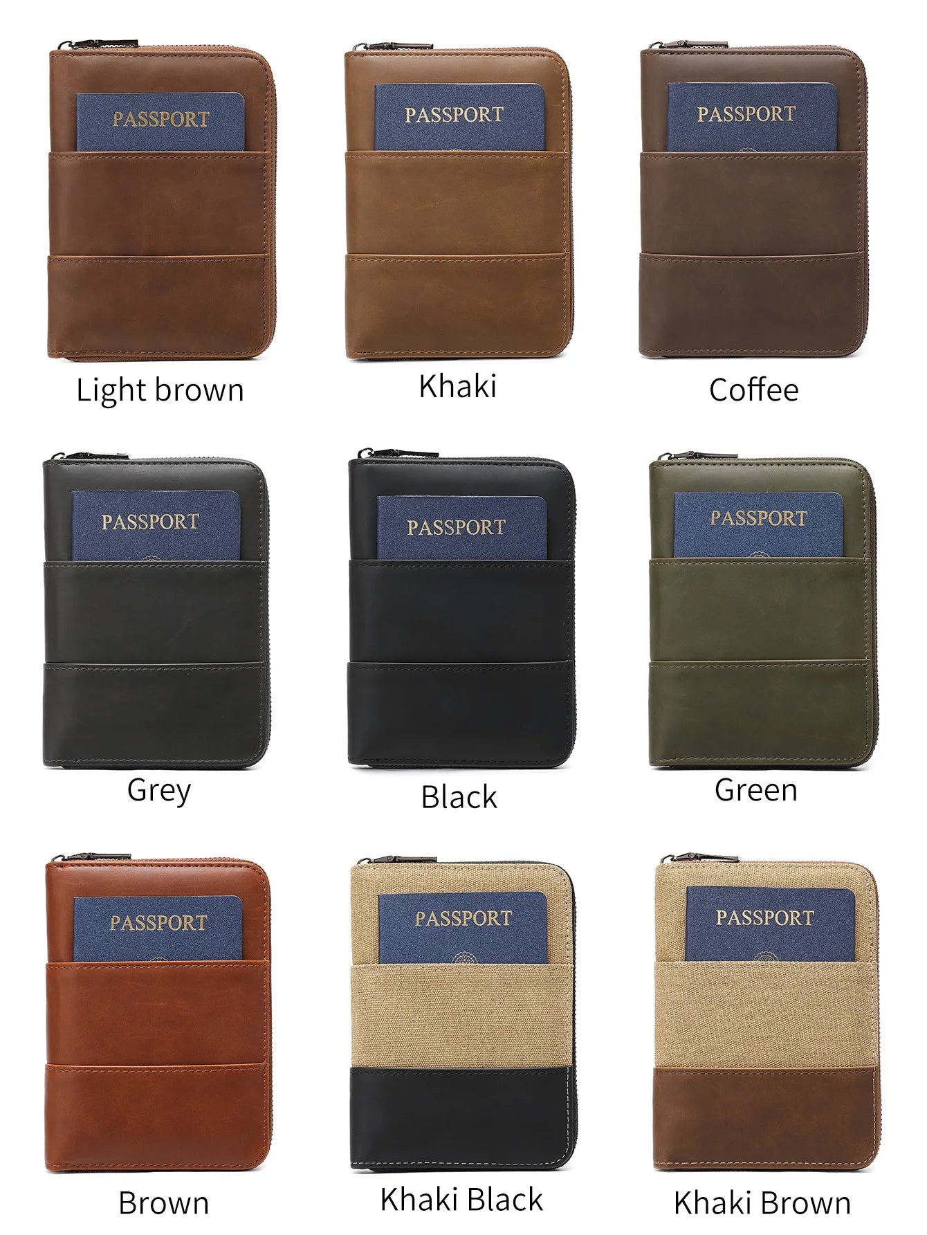 RFID Blocking Passport Wallet – Zipper Travel Document & Card Holder for Men & Women