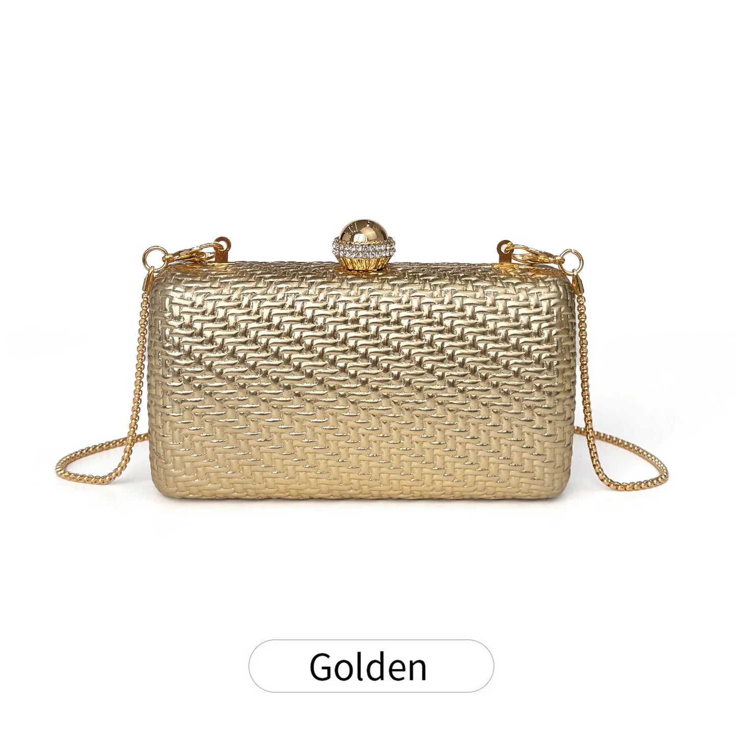 Sparkling Diamond Clasp Evening Clutch Bag