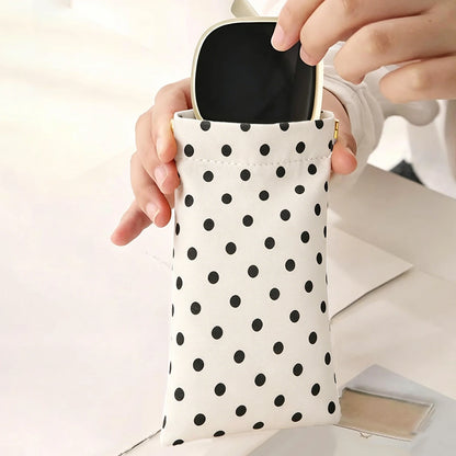 Polka Dot Glasses Case with Auto-Close – Soft PU Leather Eyewear Pouch