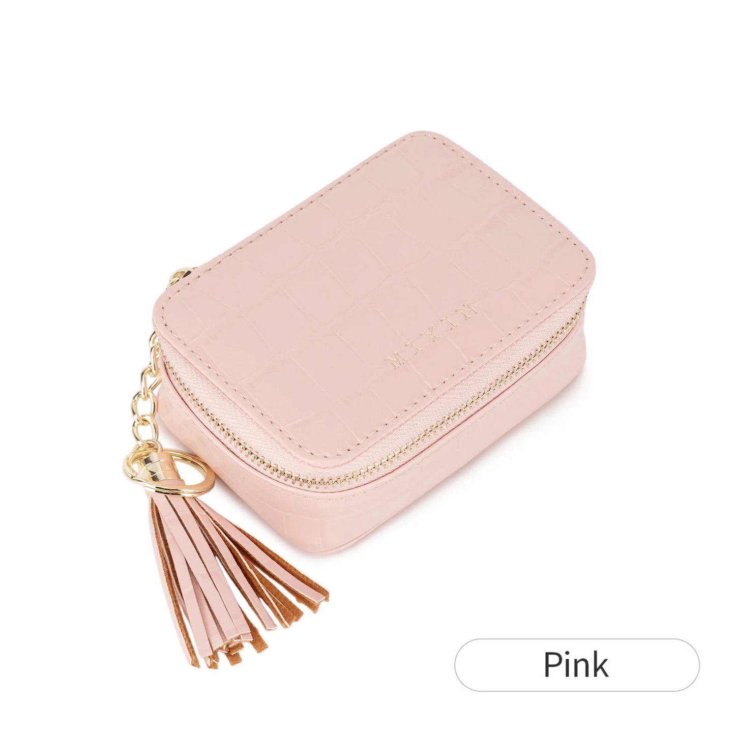 Crocodile Pattern Mini Pouch – Women's Tassel Zipper Square Bag