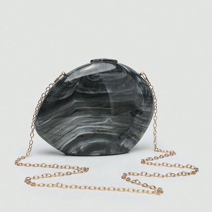 Acrylic Shell Evening Bag Women's Clutch with Chain Strap