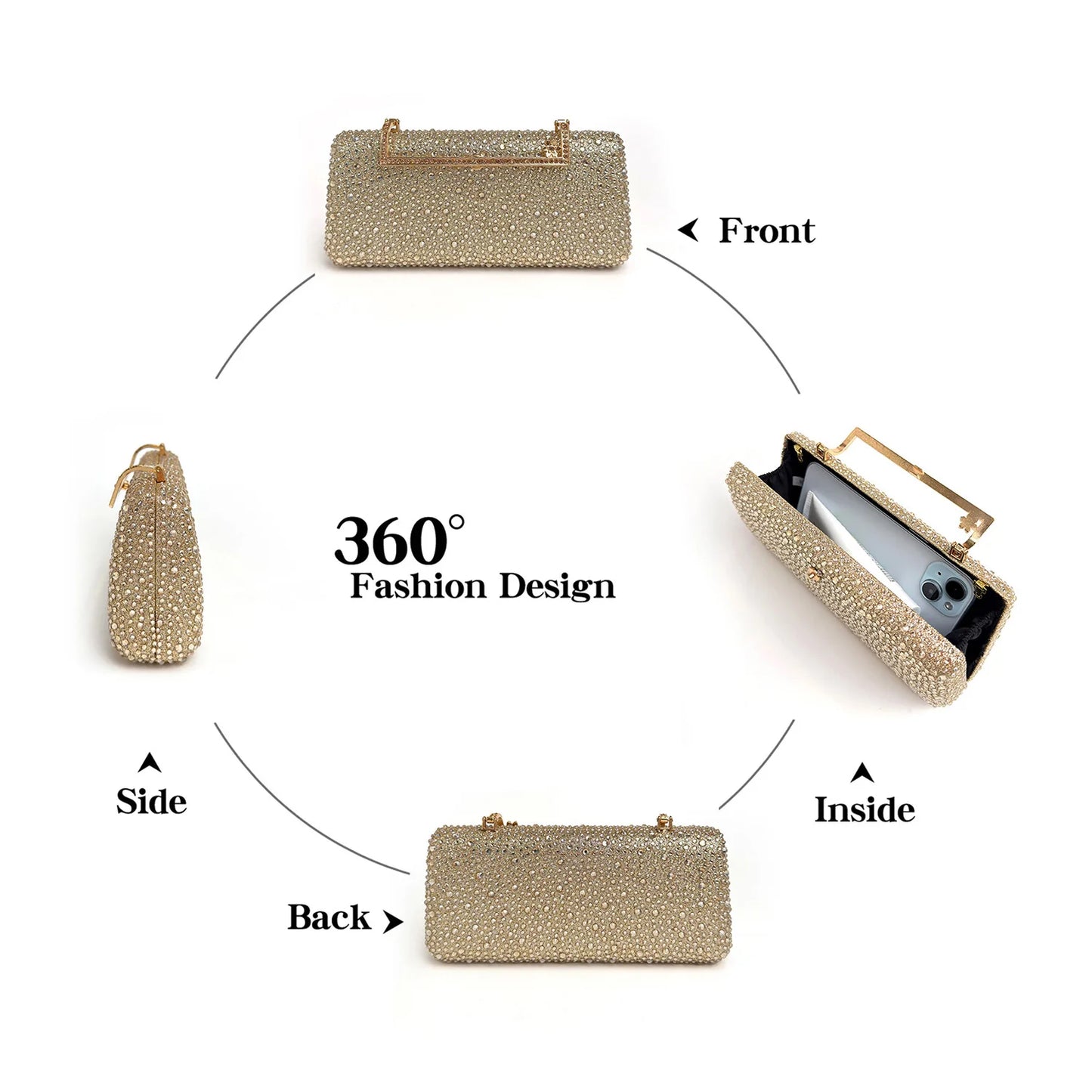 Sparkling Crystal Evening Clutch Bag – Women's Luxury Mini Crossbody