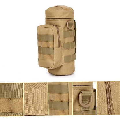 Tactical MOLLE Water Bottle Holder with Accessory Pouch & Shoulder Strap
