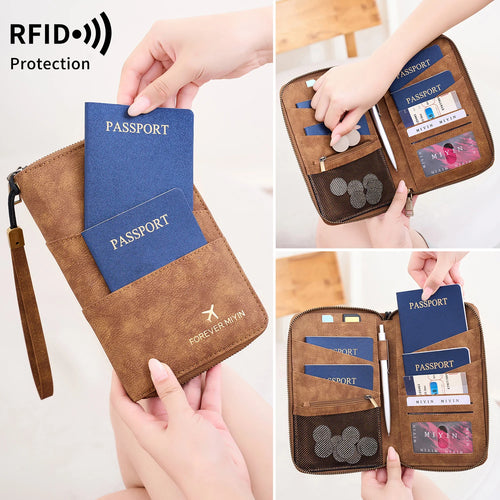 RFID Passport Holder Travel Wallet – Large Capacity PU Leather