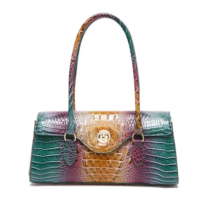 Crocodile Pattern PU Leather Shoulder Handbag for Women