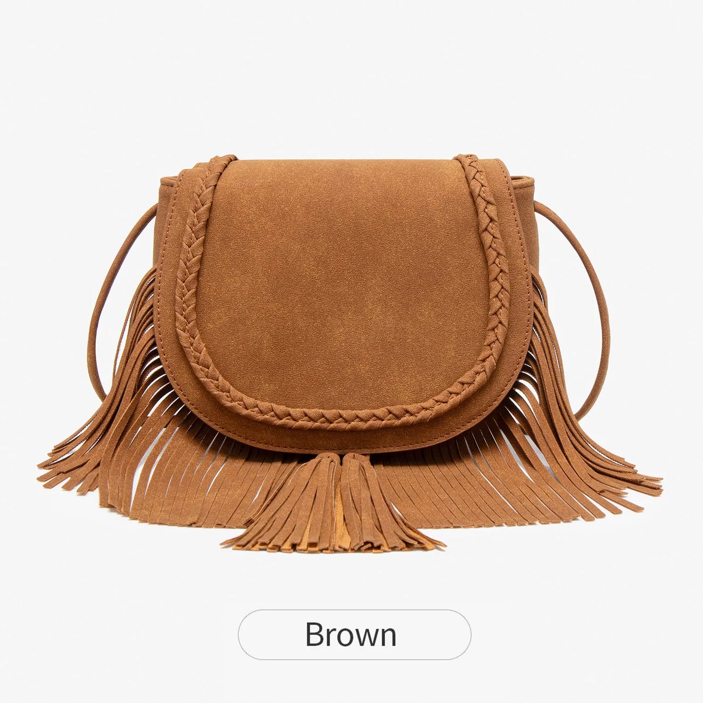 Boho Fringe Tassel Crossbody Bag – Women's Vegan Leather Shoulder Bag