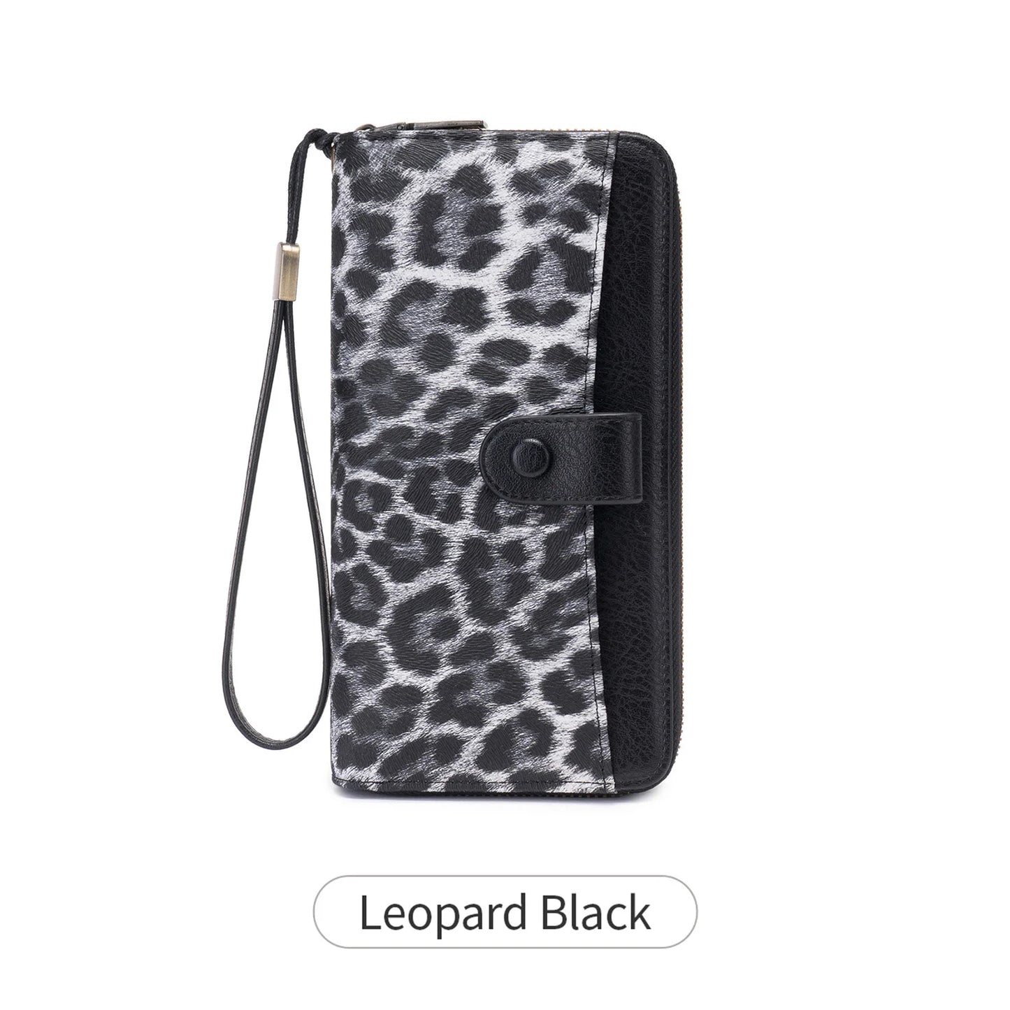 Women's Long Wallet – Double Zipper Accordion Card Holder Clutch with Wrist Strap