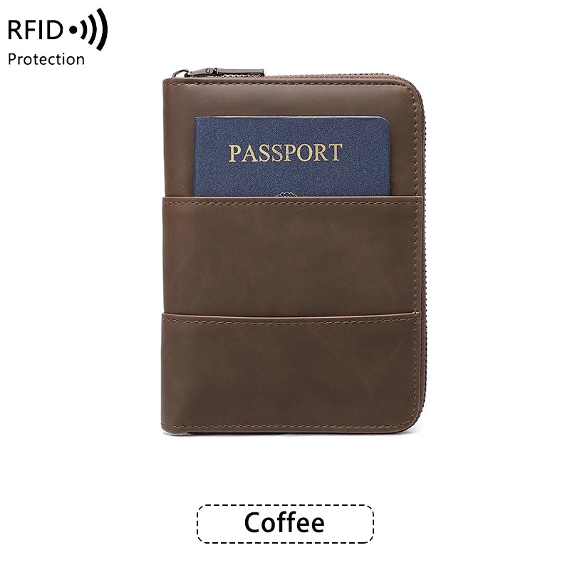 RFID Blocking Passport Wallet – Zipper Travel Document & Card Holder for Men & Women