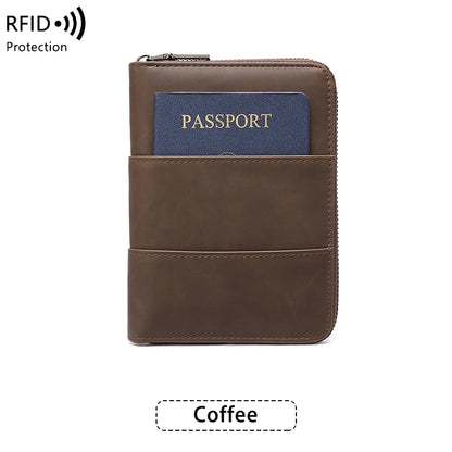 RFID Blocking Passport Wallet – Zipper Travel Document & Card Holder for Men & Women