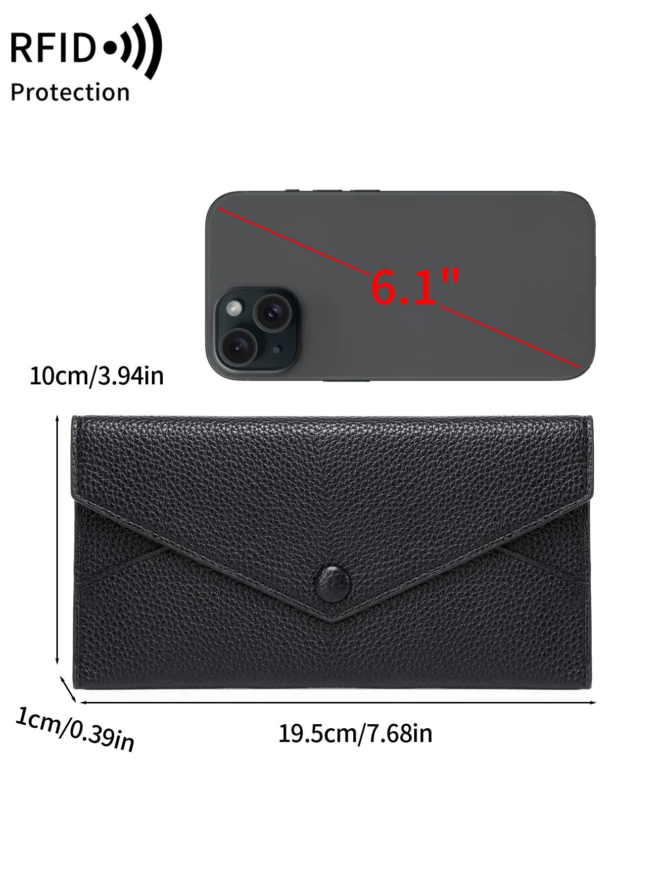 RFID Blocking Long PU Leather Wallet for Women – Envelope Clutch