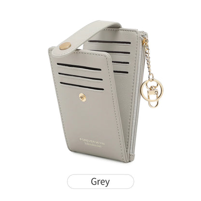 RFID Blocking Women's Mini Wallet with Card Slots & Keychain
