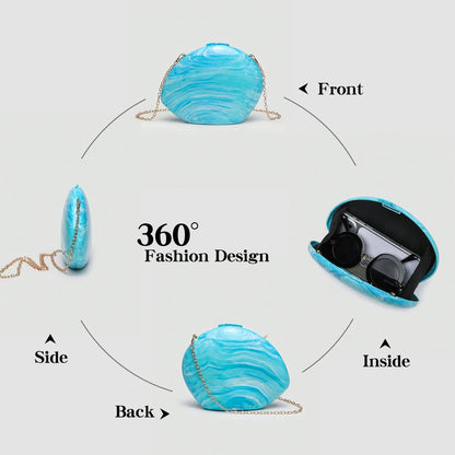 Acrylic Shell Evening Bag Women's Clutch with Chain Strap