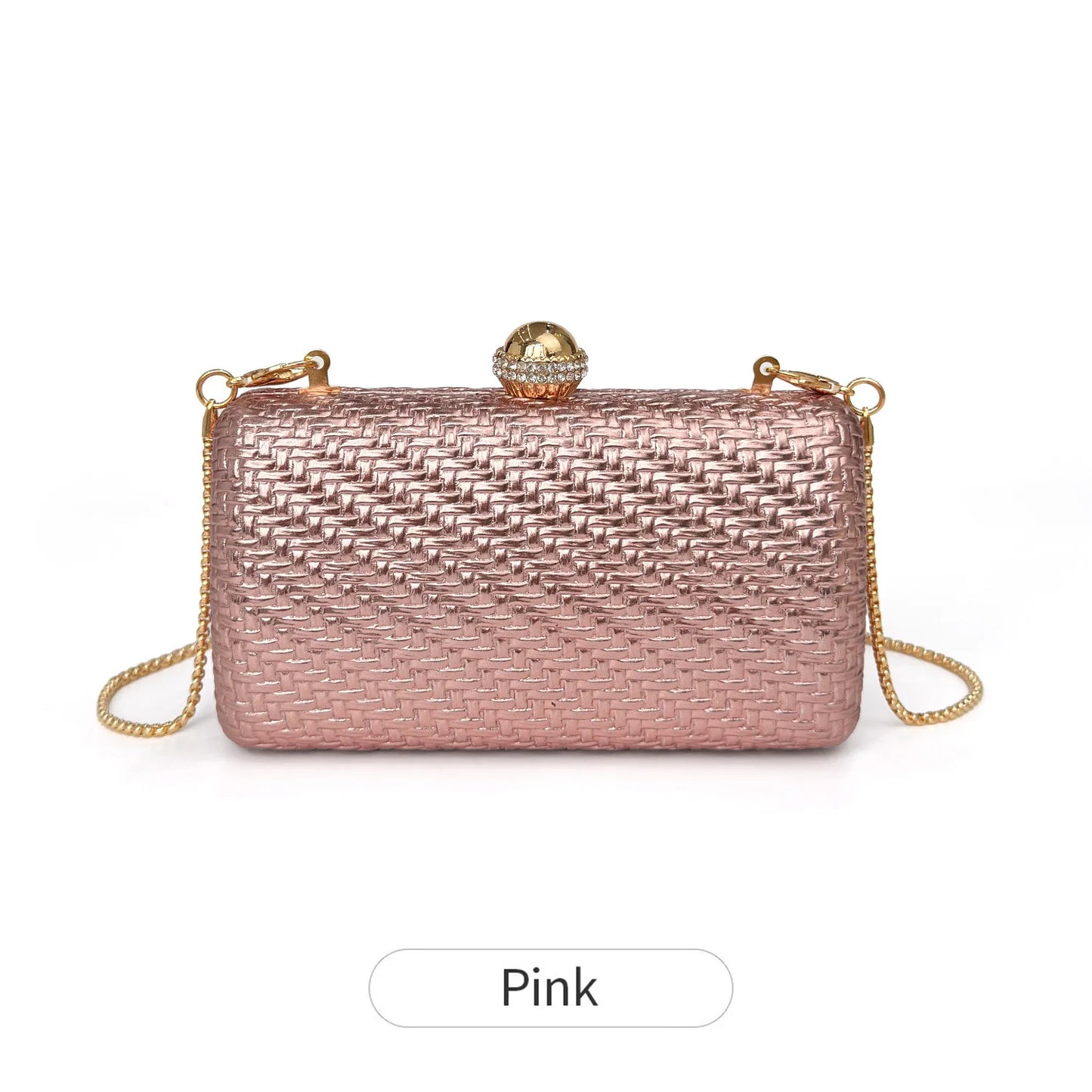 Sparkling Diamond Clasp Evening Clutch Bag