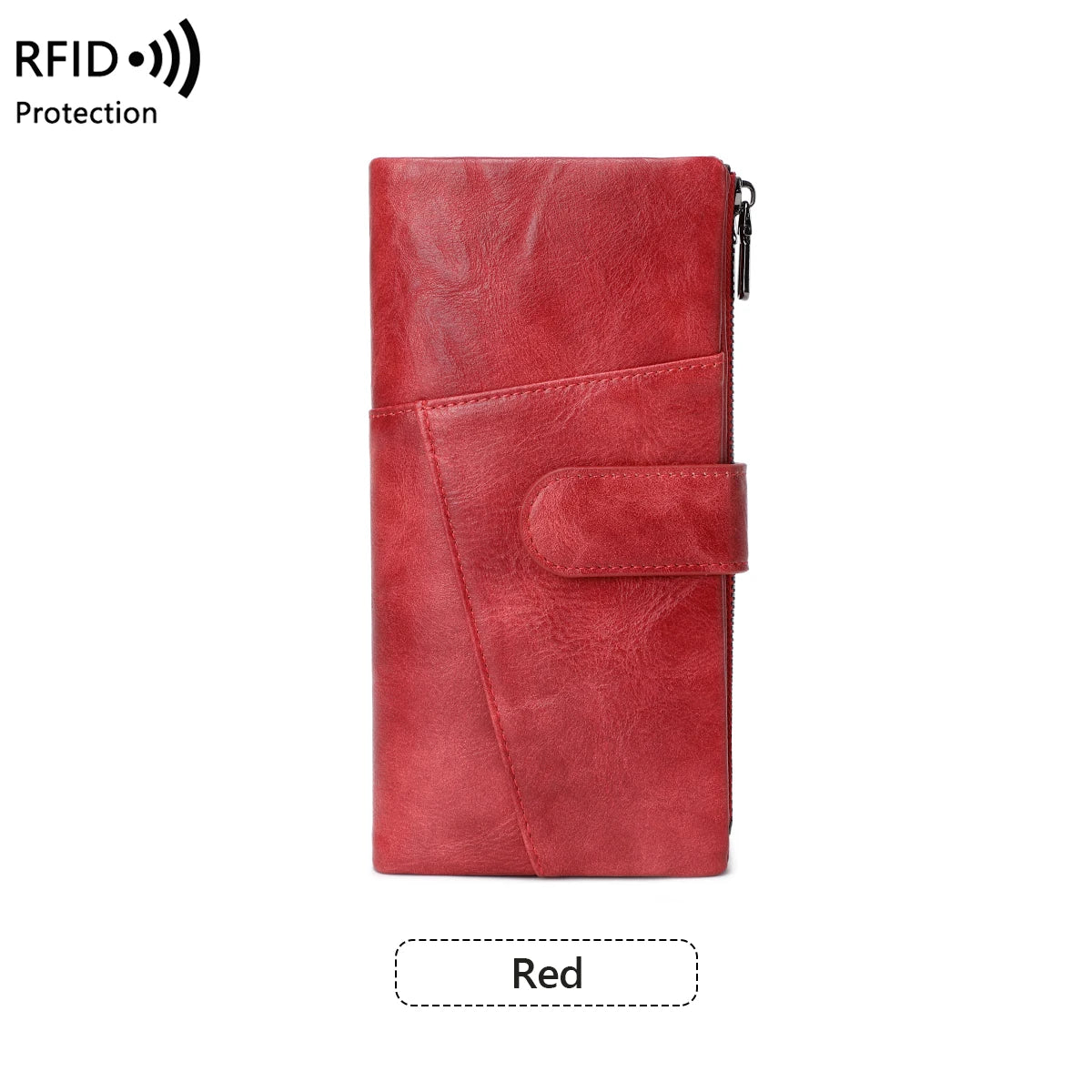 RFID Blocking Women's Long Wallet – Multi-Card Slot Double Zipper Clutch