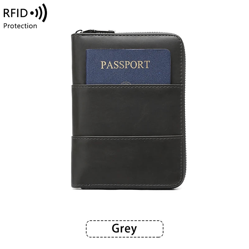 RFID Blocking Passport Wallet – Zipper Travel Document & Card Holder for Men & Women