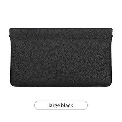 Self-Closing PU Leather Long Wallet Women Squeeze Coin Purse