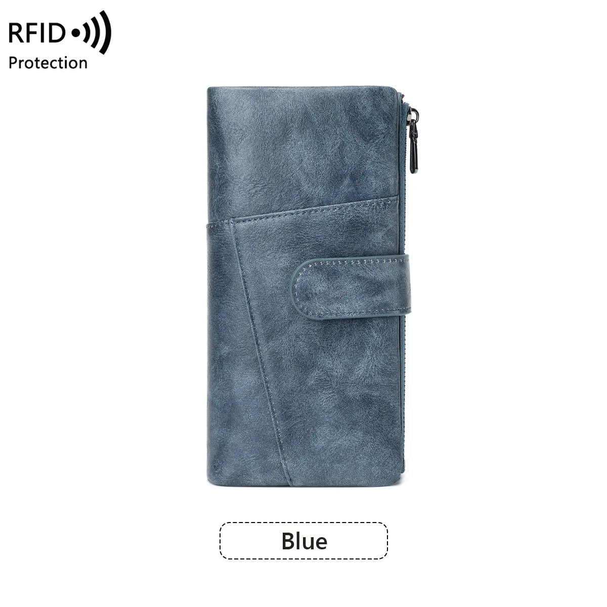 RFID Blocking Women's Long Wallet – Multi-Card Slot Double Zipper Clutch