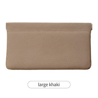 Self-Closing PU Leather Long Wallet Women Squeeze Coin Purse