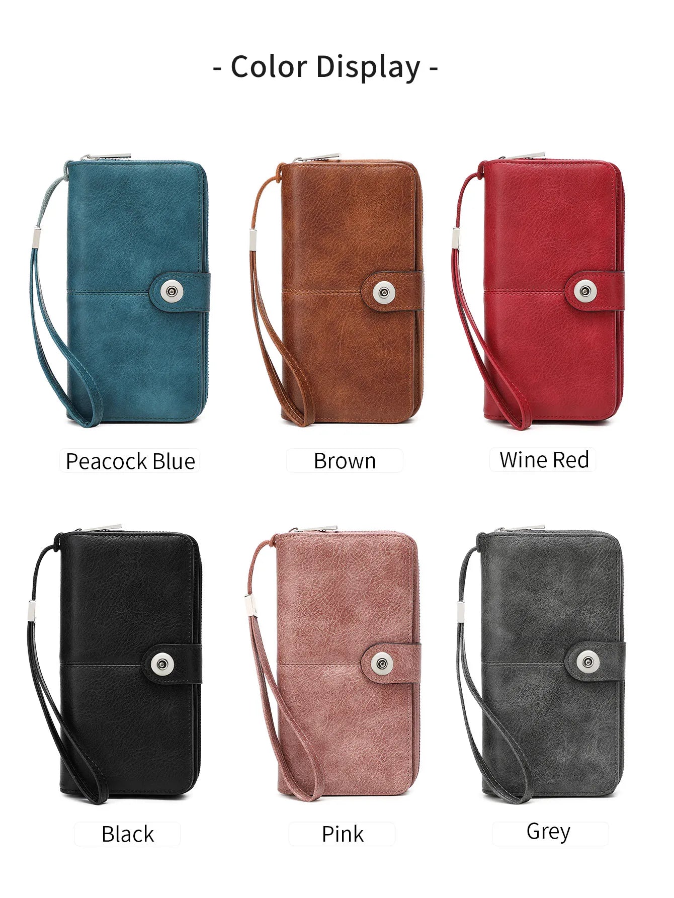RFID Blocking Women's Long Wallet with Wrist Strap