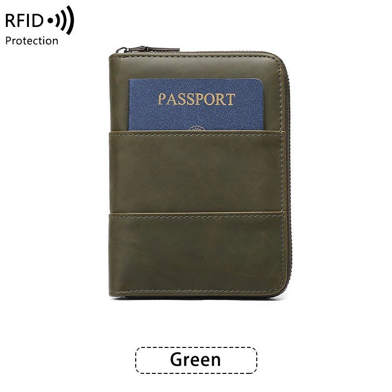 RFID Blocking Passport Wallet – Zipper Travel Document & Card Holder for Men & Women