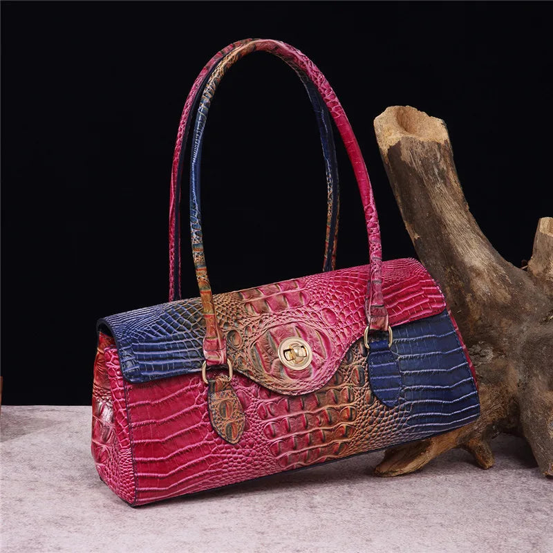 Crocodile Pattern PU Leather Shoulder Handbag for Women