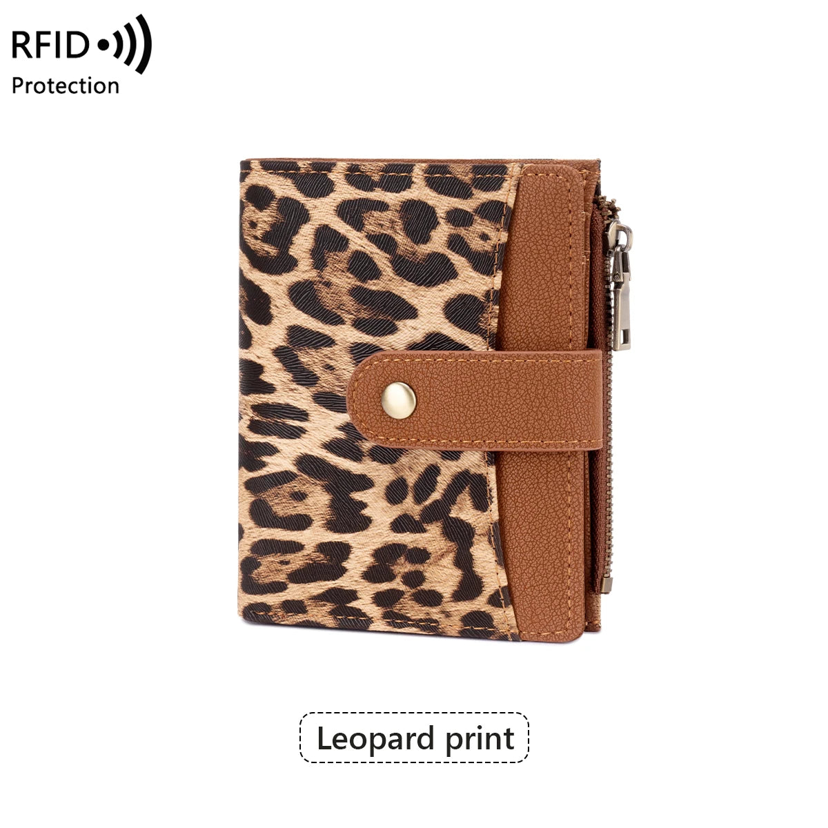 RFID Blocking Women's Trifold Wallet Short PU Leather Card Holder