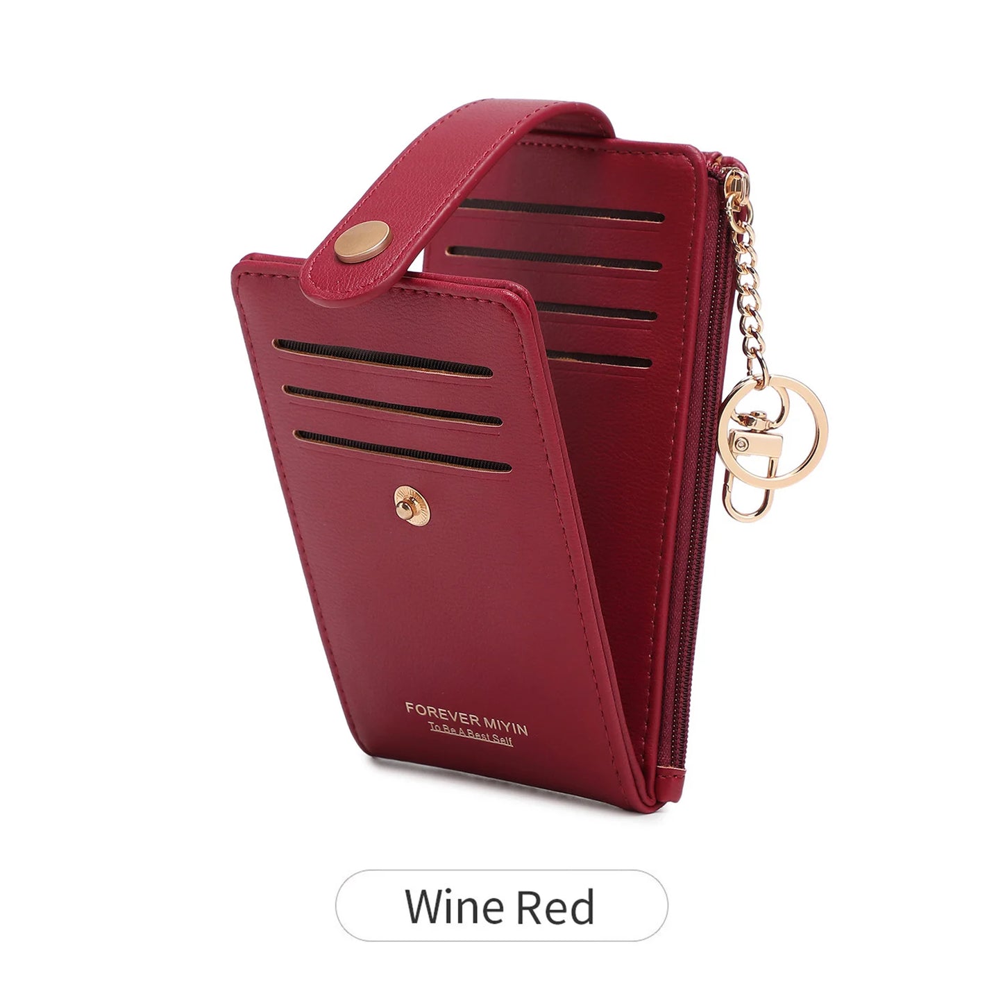 RFID Blocking Women's Mini Wallet with Card Slots & Keychain