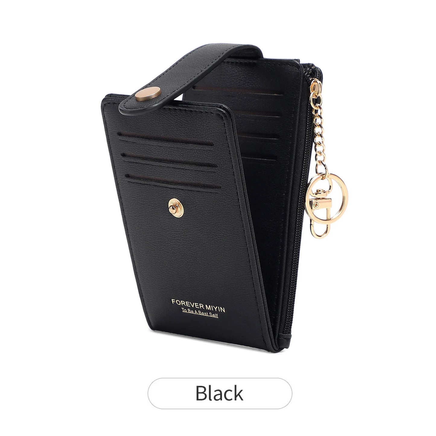 RFID Blocking Women's Mini Wallet with Card Slots & Keychain
