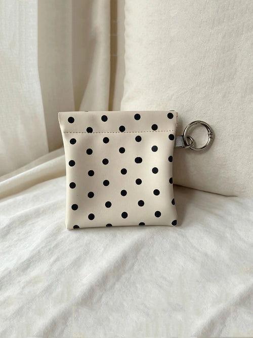 Polka Dot Coin Purse with Key Ring – Mini Snap Closure Pouch