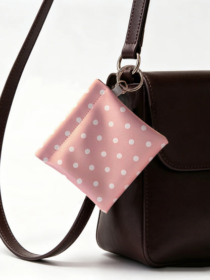 Polka Dot Coin Purse with Key Ring – Mini Snap Closure Pouch
