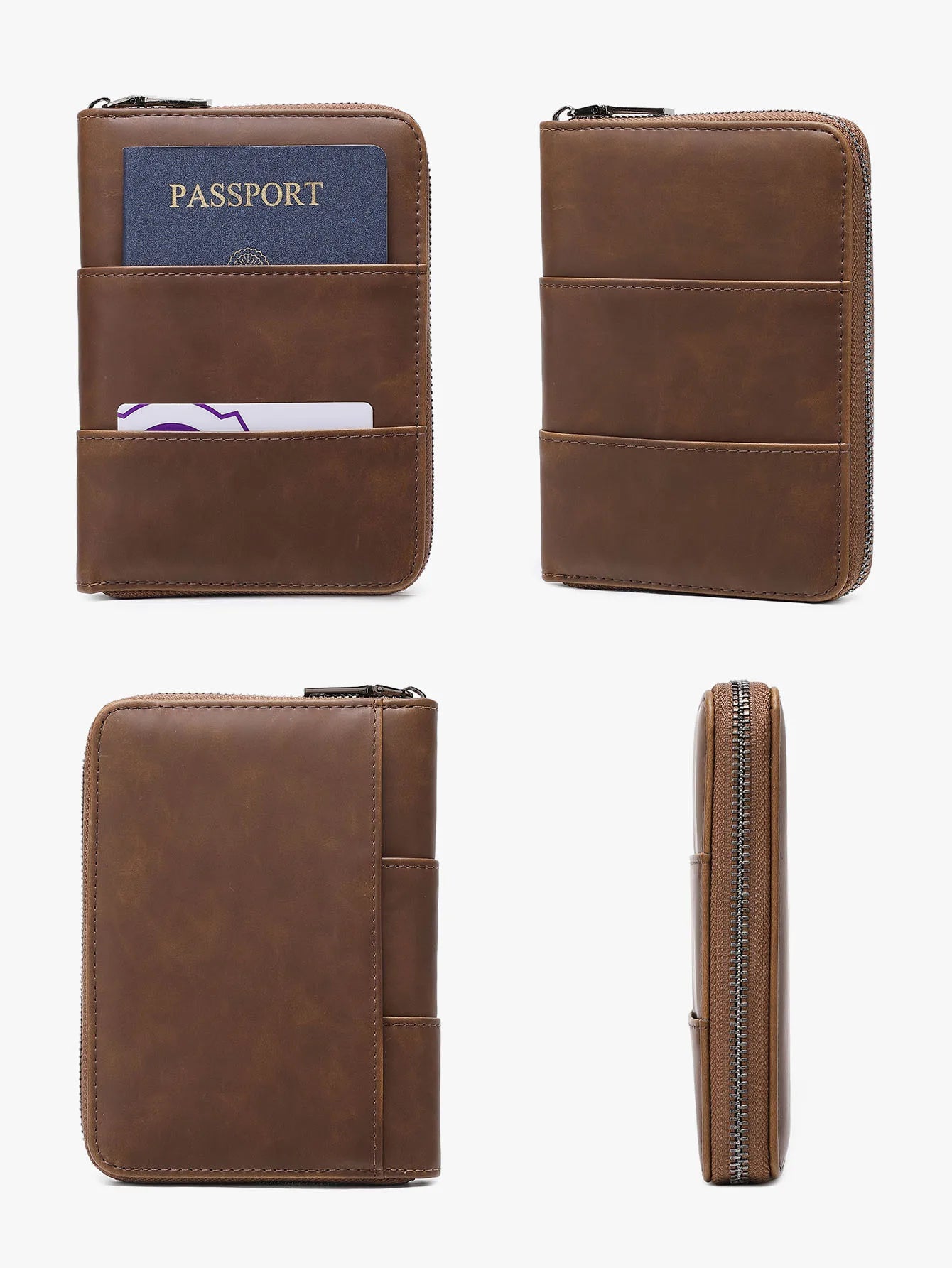RFID Blocking Passport Wallet – Zipper Travel Document & Card Holder for Men & Women