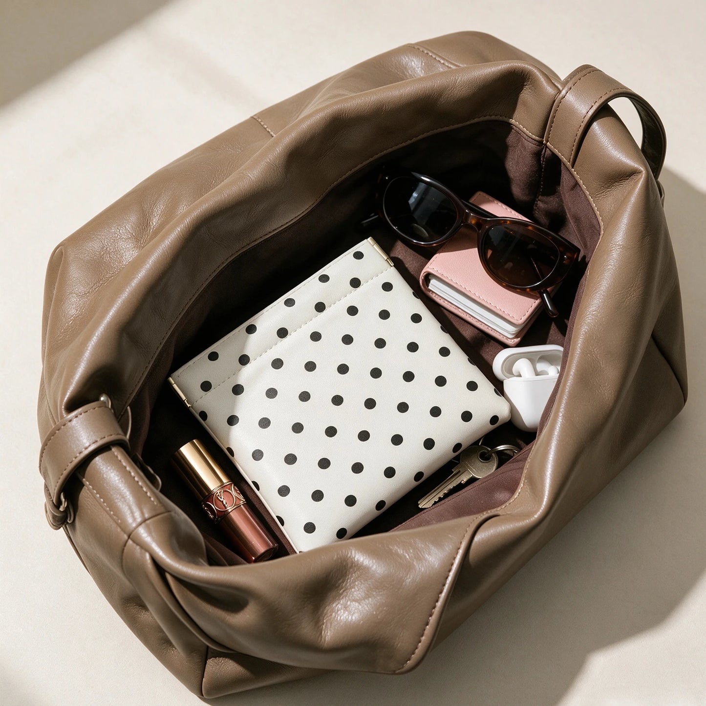 Polka Dot Makeup Pouch – PU Leather Mini Cosmetic Bag