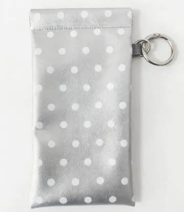 Polka Dot Glasses Pouch with Key Ring – PU Leather Eyewear Case