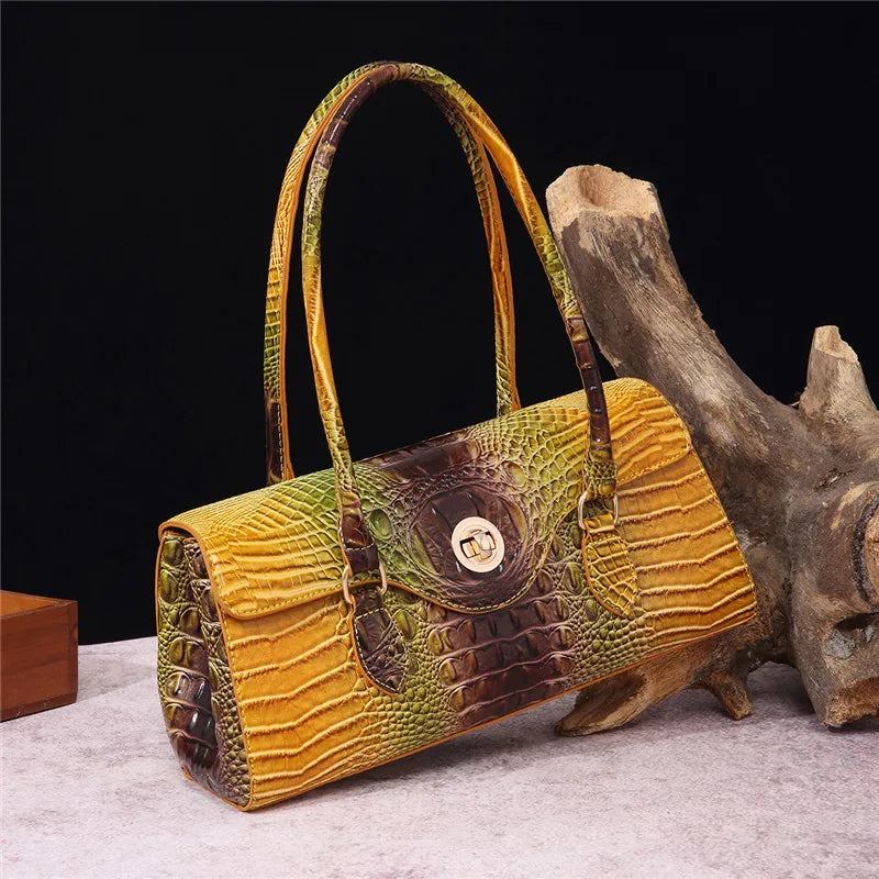 Crocodile Pattern PU Leather Shoulder Handbag for Women