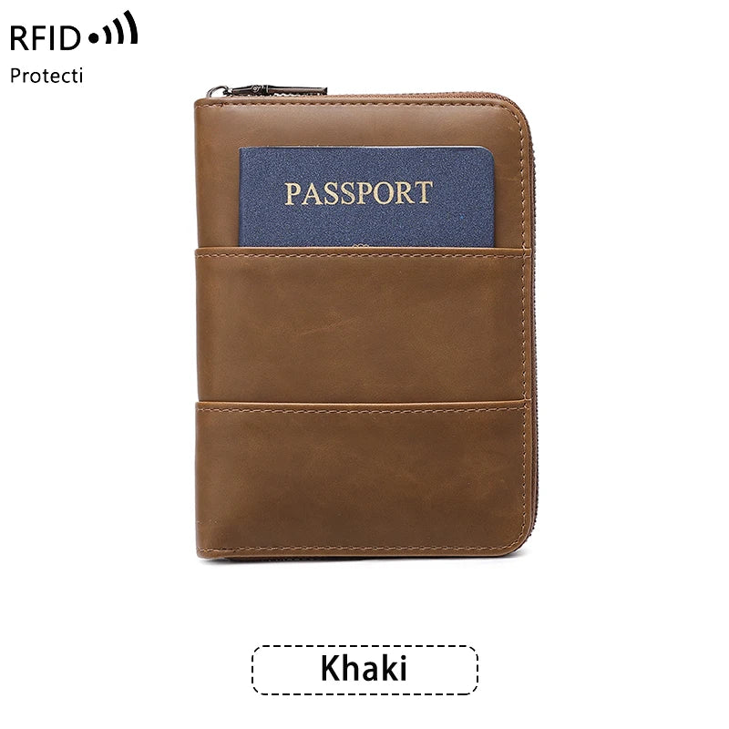 RFID Blocking Passport Wallet – Zipper Travel Document & Card Holder for Men & Women