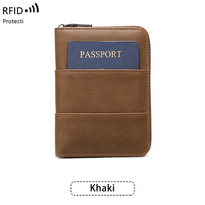 RFID Blocking Passport Wallet – Zipper Travel Document & Card Holder for Men & Women