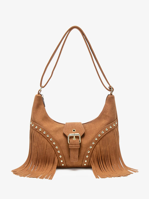 Fringe Shoulder Bag – Women's Studded Boho Crossbody Hobo