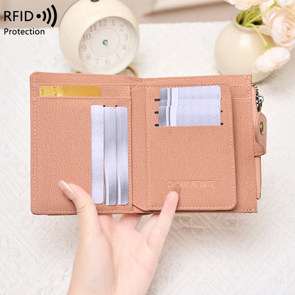 RFID Blocking Women's Trifold Wallet Short PU Leather Card Holder