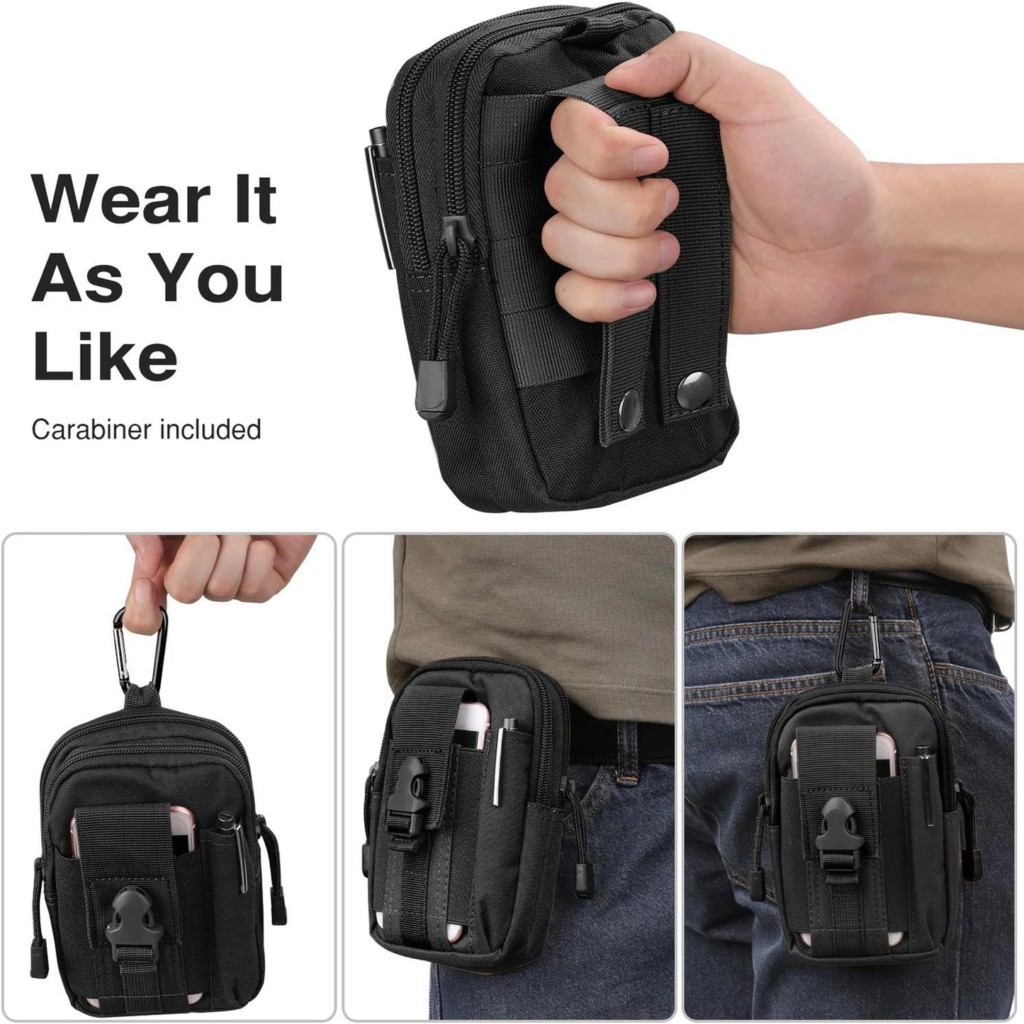Tactical MOLLE Waist Belt Bag – EDC Phone Holster Pouch