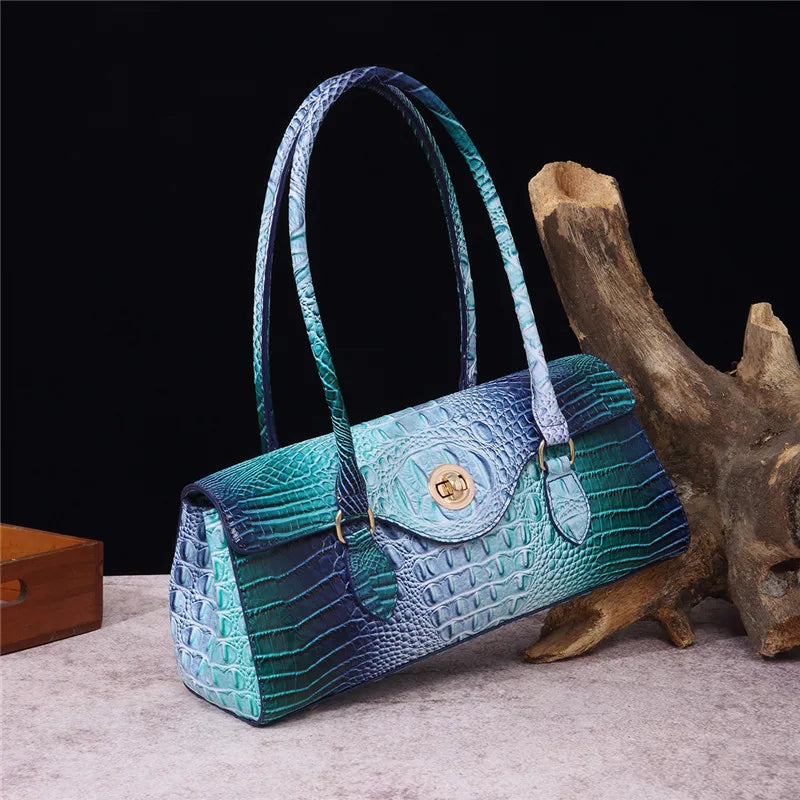 Crocodile Pattern PU Leather Shoulder Handbag for Women