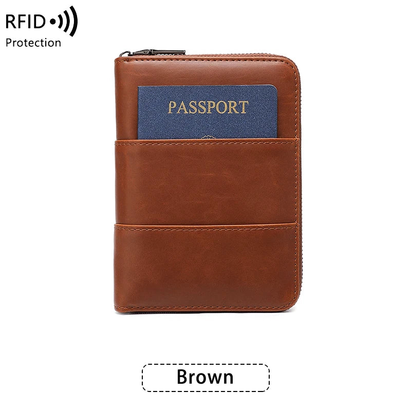 RFID Blocking Passport Wallet – Zipper Travel Document & Card Holder for Men & Women
