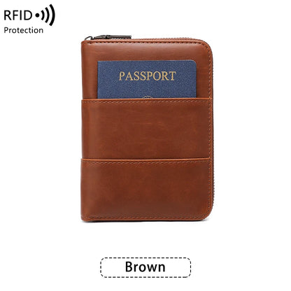 RFID Blocking Passport Wallet – Zipper Travel Document & Card Holder for Men & Women