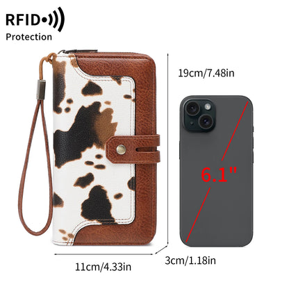 RFID Blocking Clutch Bag – Large Capacity Multi-Card Slot Wallet with Animal Print