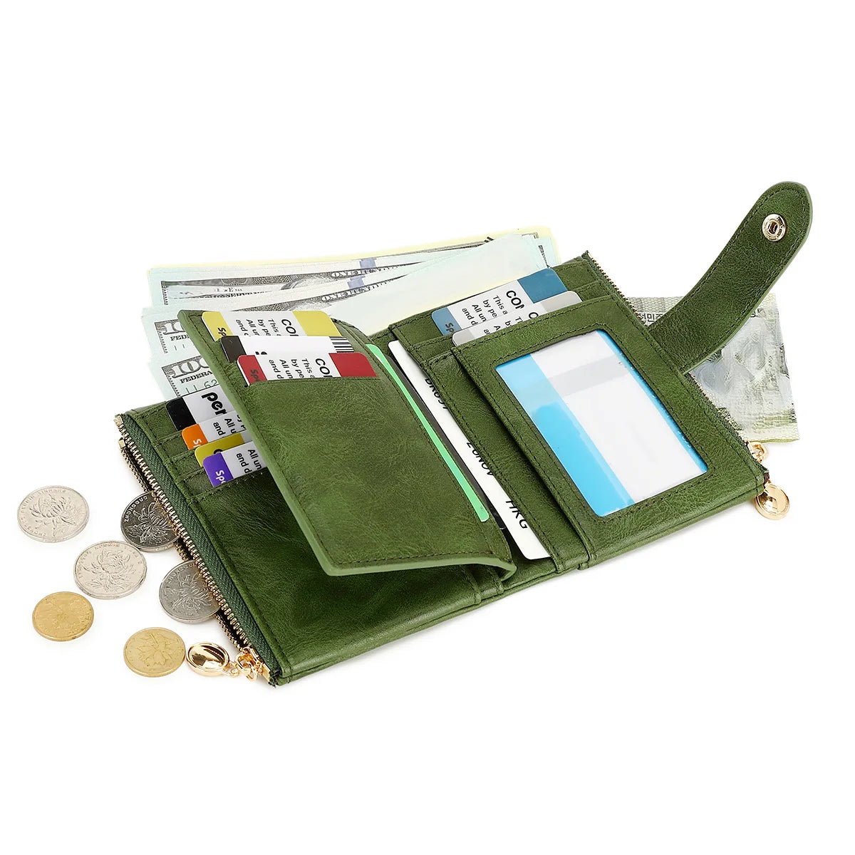 Women's Retro Trifold Wallet – Large Capacity Double Zipper Card Holder