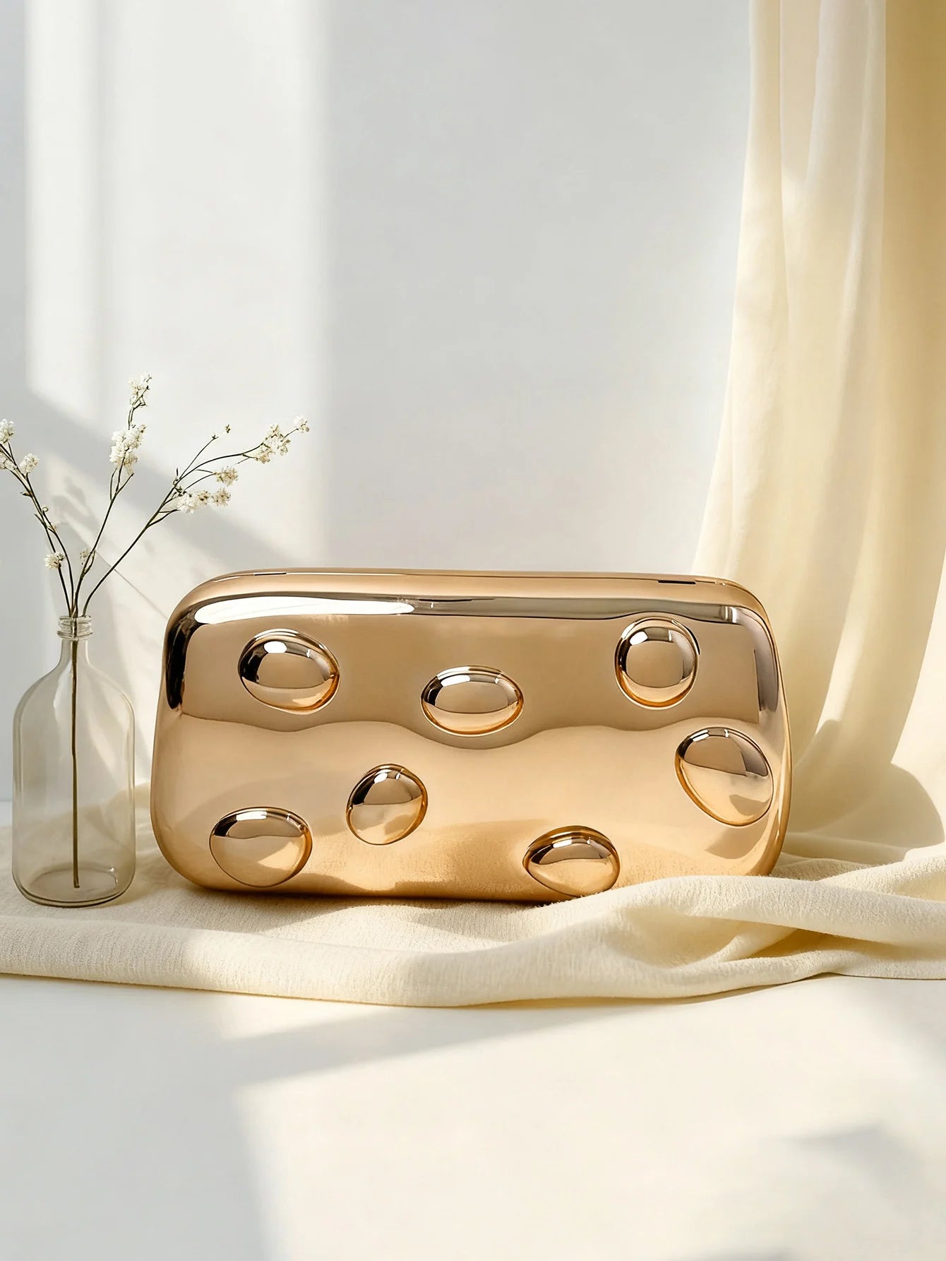 Women's Metallic Bubble Clutch Bag – Evening Party Purse