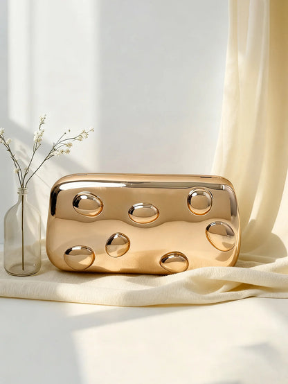 Women's Metallic Bubble Clutch Bag – Evening Party Purse