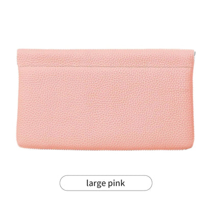 Self-Closing PU Leather Long Wallet Women Squeeze Coin Purse