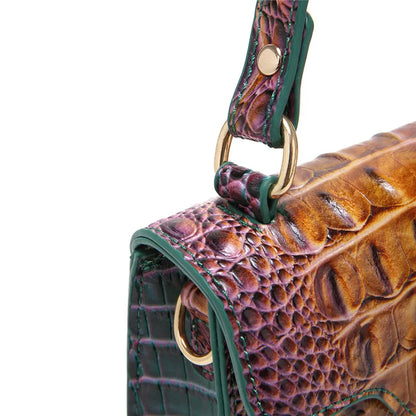 Crocodile Pattern Mini Handbag with Gold Chain Strap