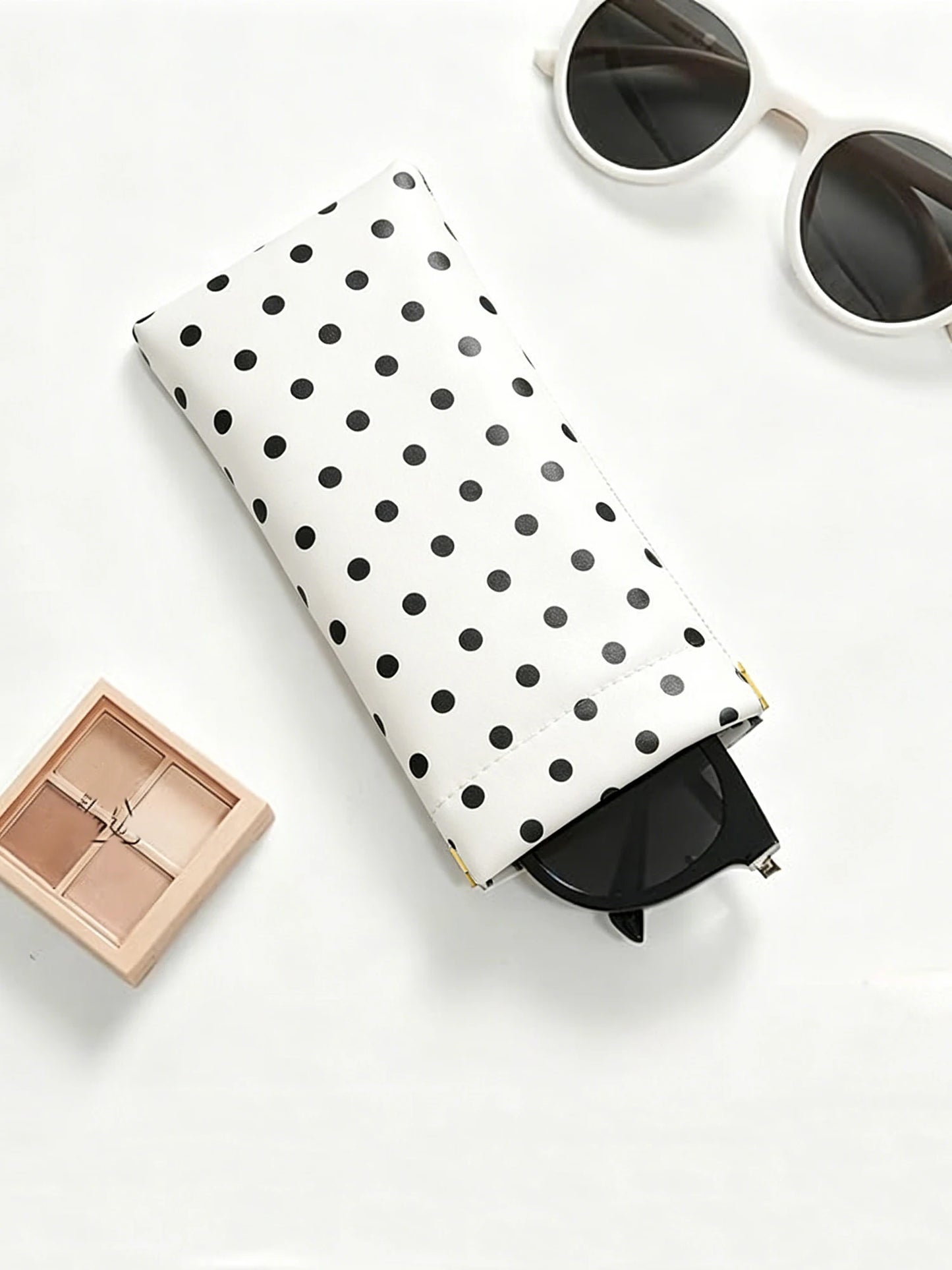 Polka Dot Glasses Case with Auto-Close – Soft PU Leather Eyewear Pouch