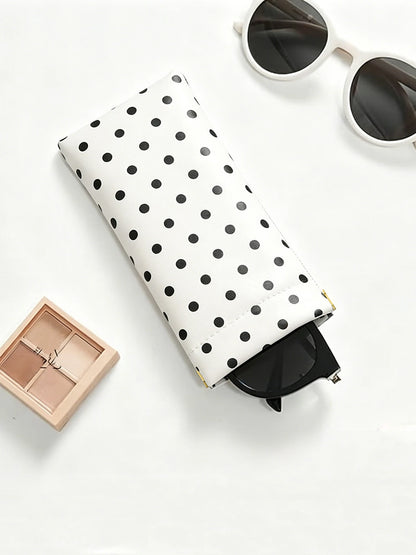 Polka Dot Glasses Case with Auto-Close – Soft PU Leather Eyewear Pouch